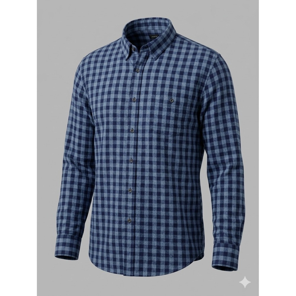 J. Crew A9338 Men's Blue & DarkBlue Button Up Long Sleeve Flannel Shirt. Size XL